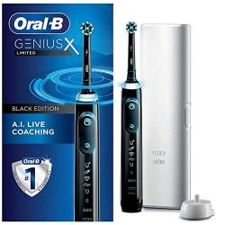 Oral-B Genius X Limited, Rechargeable Electric Toothbrush with Artificial Intelligence, Replacement Brush Head, Travel Case, Midnight Black