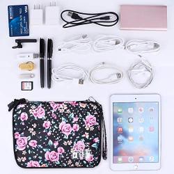 Universal Electronics Accessories Organizer, Waterproof Portable Cable Organizer Bag,Travel Gear Carry Bag for Cables (L, Black) (Flower, L)