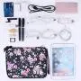 Universal Electronics Accessories Organizer, Waterproof Portable Cable Organizer Bag,Travel Gear Carry Bag for Cables (L, Black) (Flower, L)