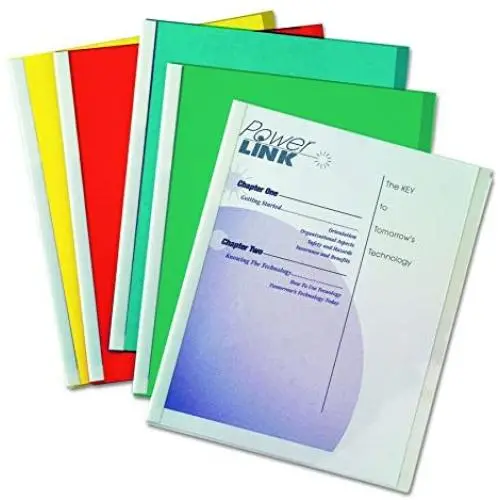 C-Line Report Covers with Binding Bars, Assorted Color Vinyl, White Bars, 8.5 x 11 Inches, 50 per Box (32550)