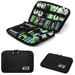 Electronics Accessories Organizer Bag,Portable Tech Gear Phone Accessories Storage Carrying Travel Case Bag, Headphone Earphone Cable Organizer Bag (M, Black)
