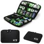 Electronics Accessories Organizer Bag,Portable Tech Gear Phone Accessories Storage Carrying Travel Case Bag, Headphone Earphone Cable Organizer Bag (M, Black)