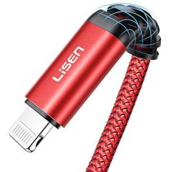2-Pack LISEN iPhone Charger Cable 6ft, MFi Certified Lightning Cable, Nylon Braided USB Fast Charging Cord Compatible with iPhone X/Xs Max/XR / 8/8 Plus / 7/7 Plus iPad, iPod