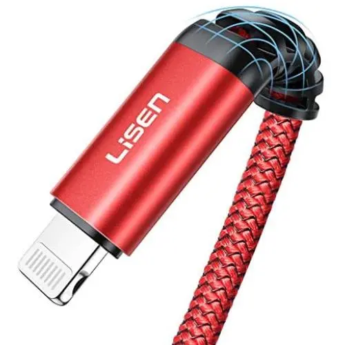 2-Pack LISEN iPhone Charger Cable 6ft, MFi Certified Lightning Cable, Nylon Braided USB Fast Charging Cord Compatible with iPhone X/Xs Max/XR / 8/8 Plus / 7/7 Plus iPad, iPod