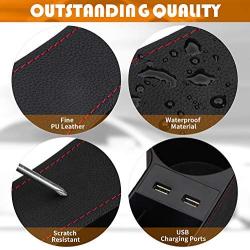 JESTOP Car Seat Gap Filler, 2 Packs Leather Car Front Seat Storage with Dual USB Charging, Auto Center Console Organizer for Cell Phone Wallet Coin Key (Black)