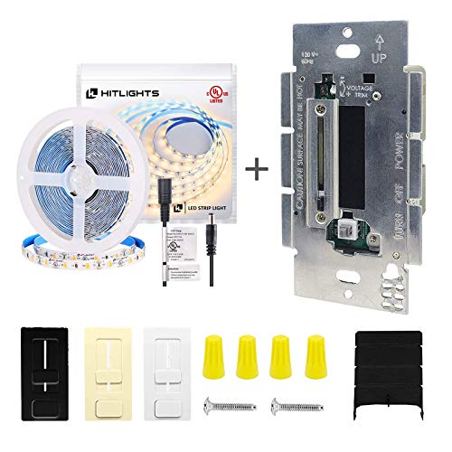 HitLights Dimmable Driver and Dimmer Switch Single Integrated Unit with Neutral White LED Light Strip, 40W Wall Dimmer, CRI 90+ LED Light Strip