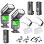 Neewer NW565EX E-TTL Slave Flash Speedlite Kit for Canon DSLR Camera,include:(2)TTL Flash+(1)2.4G Wireless Trigger(1 Transmitter,2 Receiver)+(2)Soft&Hard Diffuser+C1/C3 Cables+(2)Lens Cap Holder