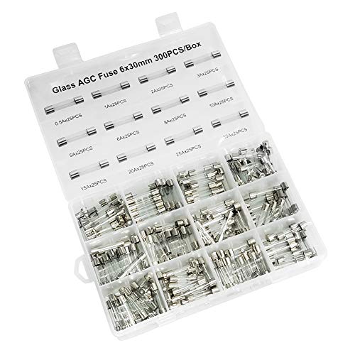 IZTOSS 300pcs 6x30mm Fast-Blow Glass Fuses Quick Blow Car Glass Tube Fuses Assorted Kit Amp 0.5A,1A,2A,3A,5A,6A,8A,10A,15A,20A,25A,30A
