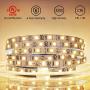 HitLights Warm White LED Light Strip, Premium High Density 3528 - 16.4 Feet, 600 LEDs, 3000K, 164 Lumens per Foot. UL-Listed. 12V DC Tape Light