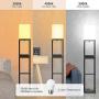 SUNMORY Shelf Floor Lamp with 3-Way Dimmable LED Bulb,Standing Lamp by Solid Wood with 2 USB Ports & 1 Power Outlet & 1 Drawer，Corner Storage Standing Bookshelf Lamp for Bedroom and Living Room