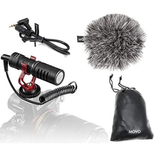 Movo VXR10 Universal Video Microphone with Shock Mount, Deadcat Windscreen, Case for iPhone, Android Smartphones, Canon EOS, Nikon DSLR Cameras and Camcorders - Perfect Camera Microphone, Shotgun Mic