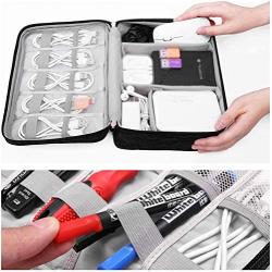 Emoly Electronic Organizer Travel, Universal Waterproof Carrying Case Cable Organizer Electronics Accessories Cases for USB Cables, Charger, Power Bank, Phone, E-Book Kindle, iPad or Tablet (Black)