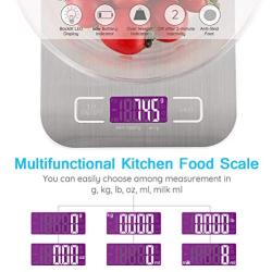 RangTouek Digital Kitchen Scale, 10kg/22lb, Premium Stainless Cooking Electronic Weighing Scales with LED Display, Tare, for Kitchen, Ingredients(lb, oz, g, kg, ml), Silver(Battery Included)