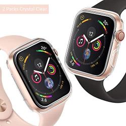 Goton Compatible iWatch Apple Watch Edge Case 40mm SE / Series 6 / 5 / 4 [No Screen Protector] , (2 Packs) Soft TPU Shockproof Edge Case Cover Bumper Protector (Clear and Clear, 40mm)