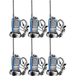 Arcshell Rechargeable Long Range Two-Way Radios with Earpiece 6 Pack UHF 400.025-469.975Mhz Walkie Talkies Li-ion Battery and Charger Included