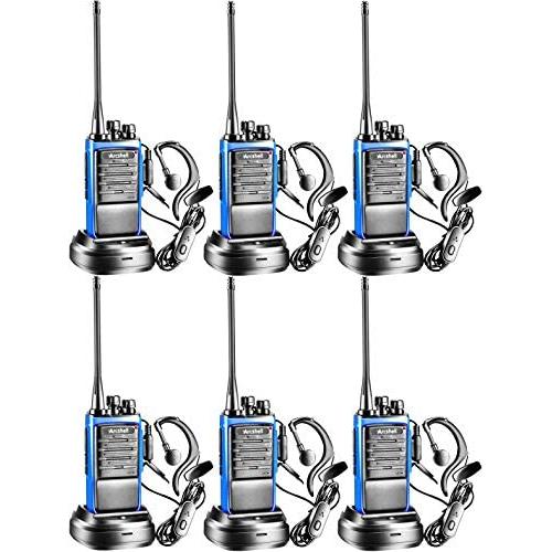 Arcshell Rechargeable Long Range Two-Way Radios with Earpiece 6 Pack UHF 400.025-469.975Mhz Walkie Talkies Li-ion Battery and Charger Included