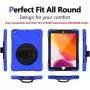 10.2 Inch iPad Case 2020/2019 with Strap, [Built in Screen Protector] TSQ iPad 8th/7th Generation Case Heavy Duty Child Proof Shockproof Hard Rubber Case w/ 360 Degree Rotatable Stand/Hand Strap, Blue