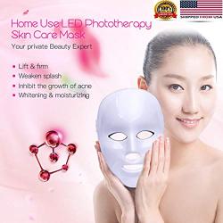 VLiXXO 7 Colors PDT Photon Light Therapy Facial & Neck Mask Korean LED Photodynamic Beauty Treatment, Acne, Scarring & Wrinkles Removal. Anti Aging & Skin Rejuvenating, Tightening & Whitening