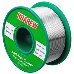 HUAREW HR990307 Sn 99-Ag 0.3-Cu 0.7 lead-free solder wire with rosin core (0.6mm, 60g)