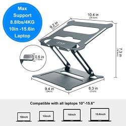 Urmust Laptop Notebook Stand Holder, Ergonomic Adjustable Ultrabook Stand Riser Portable Compatible with MacBook Air Pro, Dell, HP, Lenovo Light Weight Aluminum Up to 15.6''(Blue)