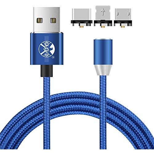 UGI Magnetic Charger Cable 3 in 1 Charging Cable Micro USB Type C USB C 6.6ft Nylon Braided LED Light Magnetic Phone Charging Cord Compatible with Android,Phone,Smartphone,Tablet,All Phone Devices