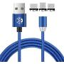 UGI Magnetic Charger Cable 3 in 1 Charging Cable Micro USB Type C USB C 6.6ft Nylon Braided LED Light Magnetic Phone Charging Cord Compatible with Android,Phone,Smartphone,Tablet,All Phone Devices