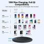 LETSCOM Ultra Slim Wireless Charger, Qi-Certified 15W Max Fast Wireless Charging Pad, Compatible with iPhone 12/11/11 Pro/XS Max/XR/XS/X/8/8+, Galaxy Note 10/Note 10+/S10/S10+/S10E (No AC Adapter)