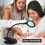 Brightech Lightview Magnifying Glass & Bright LED Lamp with Stand, Clamp - Lighted Glass Magnifier with USB Charging Port (Enjoy Music As You Work) – Dimmable Light for Reading, Crafts – 1.75x - Black