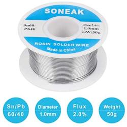 SONEAK 60/40 Tin Lead Solder With Rosin Core For Electrical Soldering 1.0mm 50g
