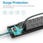 Power Strip, Bototek Surge Protector with 10 AC Outlets and 4 USB Charging Ports,1875W/15A, 2100 Joules, 6 Feet Long Extension Cord for Smartphone Tablets Home,Office, Hotel- Black