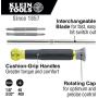 Klein Tools 32581 Precision Screwdriver Set, 4-in-1 Electronics Screwdriver with Industrial Strength Phillips and Slotted Bits