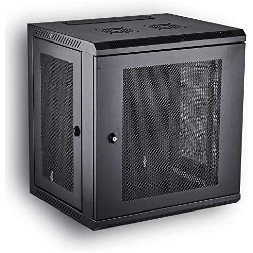 KENUCO Wall Mount Rack Cabinet Enclosure | Fully Assembled | Vented Door | Adjustable mounting Rails | Cold Rolled Steel | RACK-09 | (23.6 x 19.7, 15U)