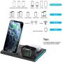 Wireless Charging Station, EVIGAL 4 in 1 Compatible with iPhone12, 12mini, 12Pro, 12Pro Max, 11, 11Pro, 11Pro Max, XS MAX, XS, X, 8, Detachable&Magnetic Stand for iWatch, AirPods(with QC3.0 Adapter)