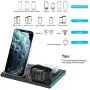 Wireless Charging Station, EVIGAL 4 in 1 Compatible with iPhone12, 12mini, 12Pro, 12Pro Max, 11, 11Pro, 11Pro Max, XS MAX, XS, X, 8, Detachable&Magnetic Stand for iWatch, AirPods(with QC3.0 Adapter)