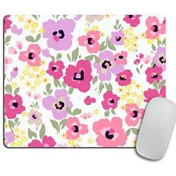 Purple and Pink Floral Mousepad - Mat - Rectangle - Beautiful Design - Pink Print - Rose - Mouse pad Colleague Gift