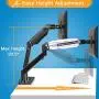 HUANUO Dual Monitor Stand - Double Gas Spring Arm Monitor Desk Mount for Two 35 inch LCD LED Screens, Height Long Adjustable VESA Mount with Clamp, Grommet Mounting Base, Hold up to 26.4lbs