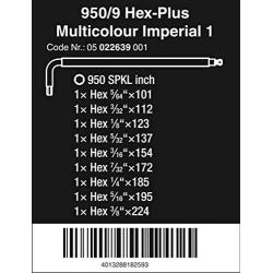 Wera 05022639001 L-key-Set for 950 SPKL/9 SZ imperial,MULTI