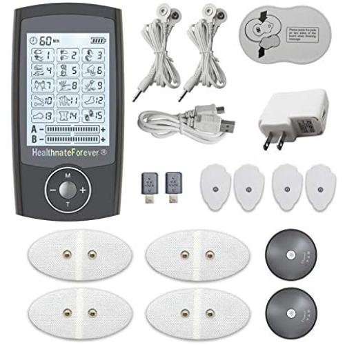 2nd Edition 18 Modes TENS unit machines for feet pain tennis elbow back neck shoulder knee legs body pain tmj replacement pads 2 Year Warranty HealthmateForever Pro18AB Black+2* wireless Pads Kit WI-9