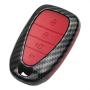TANGSEN Key Fob Case for CHEVROLET Chevy BOLT CAMARO CRUZE EQUINOX MALIBU SONIC TRAVERSE TRAX VOLT 4 Button Keyless Entry Remote Black Carbon Fiber Pattern ABS Red Silicone Cover
