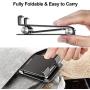Cell Phone Stand Holder Adjustable Increase Fully Foldable Thick Aluminum Desktop Cellphone Cradle Dock with Anti-Slip Base and Convenient Charging Port for iPhone for Bedside Table, Ofice, Desk-Black