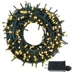 Green Wire Christmas Tree Lights Outdoor,95FT 240 LED Fairy String Lights, 8 Lighting Modes Plug in Waterproof String Lights for Outdoor/Indoor Garden Wedding Party (Warm White)
