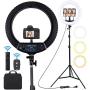 18 inch LED Ring Light with Tripod Stand Dimmable Makeup Selfie Ring Light for Studio Portrait YouTube Vlog Video Shooting with Carrying Bag and Remote Controller