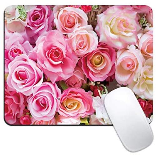 Dynippy Mouse Pad Gaming Mouse Pads Non-Slip Rubber Base Mousepad Square Mouse Mat for Desktops Computer Laptops (Floral Flower)