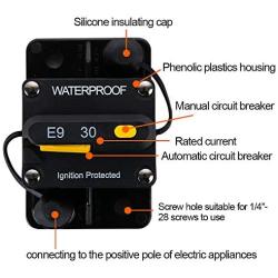 30Amp Marine Automotive Circuit Breakers 25A-300A with Manual Reset Waterproof Inline Circuit Breaker for General Motors RVs Yachts Electric Cars Children Cars Waterproof 12V- 72V DC (30Amp)