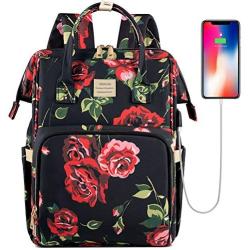 Laptop Backpack,15.6 Inch Stylish College School Backpack with USB Port Charging, Water Resistant Casual Daypack Laptop Backpack for Women/Girls/Business/Travel (Flower3)