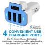 Aduro 4 Port Car Charger USB Adapter, 12V Fast Car Charger USB Adapter Power Station 5.2A/26W Output (Blue)