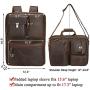 TIDING Mens 17.3 Inch Leather Convertible Backpack Large Capacity Laptop Briefcase Messenger Bag with YKK Zipper