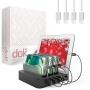 Hercules Tuff Charging Station for Multiple Devices, with 4 USB Ports and 4 Short USB Cables Included, Black