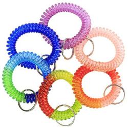 BIHRTC 6 Pcs Wrist Coil Wrist Keychain BIHRTC Mix Color Plastic Coil Wrist Coil Stretch Wristband Elastic Stretchable Spiral Bracelet Key Ring Key Chain Key Hook Key Holder for Gym Pool ID Badge and Outdoor