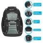 Targus Drifter II Backpack Design for Business Professional Commuter with Large Compartments, Durable Water Resistant, Hidden Zip Pocket, Protective Sleeve fits 16-Inch Laptop, Black/Gray (TSB238US)